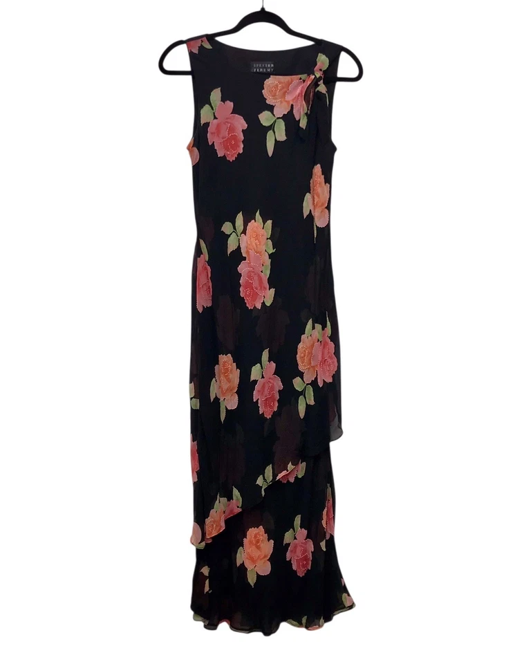 Maxi Vestido De Colección Años 90 Spencer Jeremy Seda Lentejuelas Cuentas Floral Hada Capricho Talla 8 Foto 2 de 4