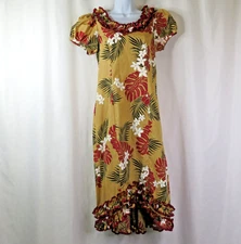 Vintage Island Aloha Hawaiian Dress Sz M MuuMuu High Low Mermaid Made in Hawaii