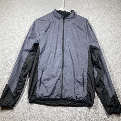 Hind Running Jacket Men s Med Gray Lightweight Windbreaker Full Zip Zip Pockets