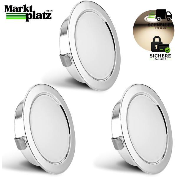 LED Einbaustrahler 230V 3W 300LM 4000K Neutralweiß 3Er Set Chrom 3 StüCk-image