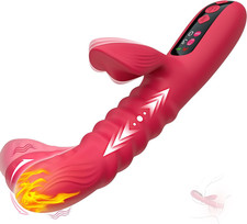 Rabbit Vibrator Thrusting Dildo Sex Toys for Women,  G Spot Rose Toy with LED