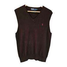 Polo Ralph Lauren 100 Pima Cotton Sweater Vest Mens L Brown Preppy Academia