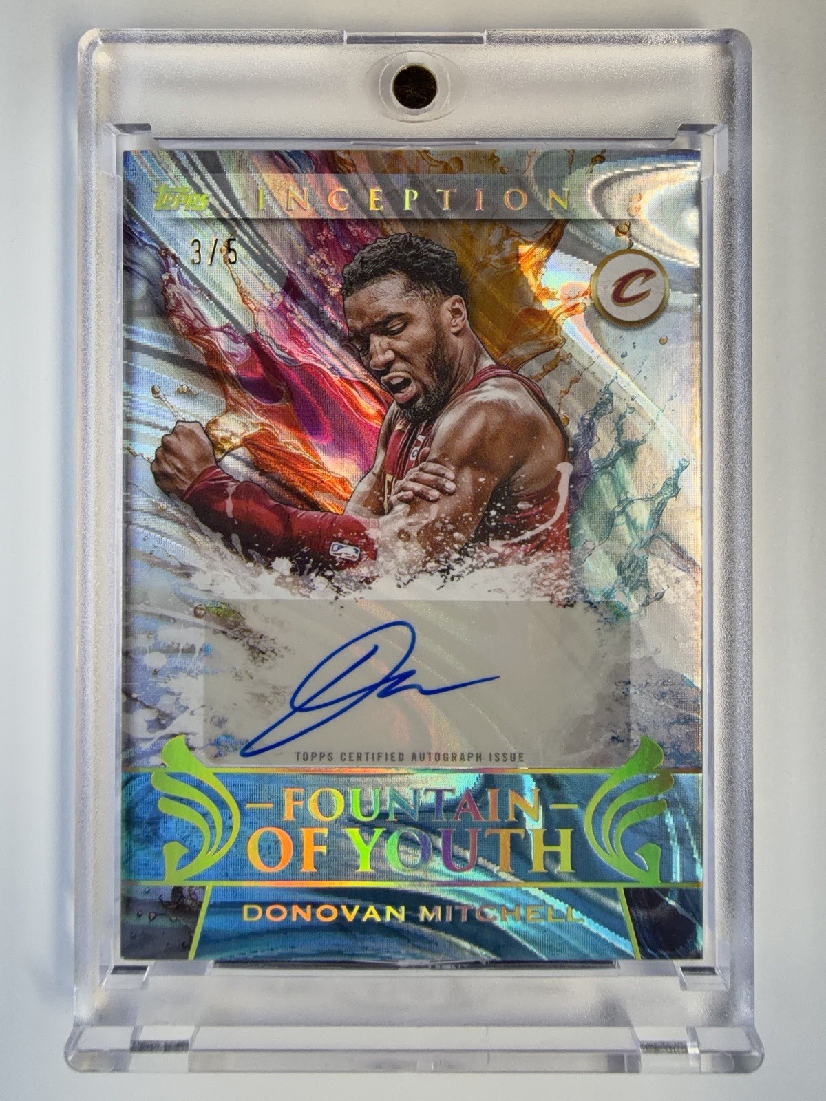 2025-26 Topps Inception Donovan Mitchell Fountain of Youth Auto Sky Blue 3/5