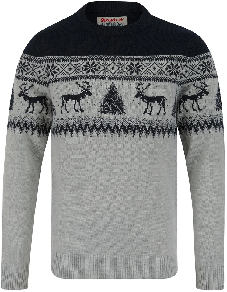 Christmas Weststag Nordic Fairisle Mens Christmas Jumper Blue Sweatshirt