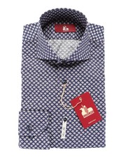 NWT EZZELINO DRESS SHIRT Navy blue stretch cotton Italy S slim fit