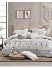 Peri Home Gray Panama Stripe F/Q Comforter Set With Shams
