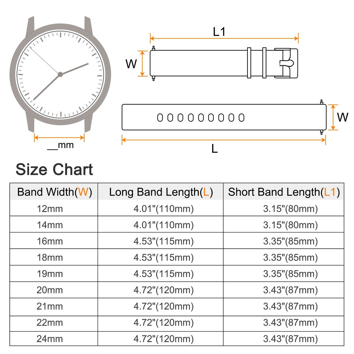 Silicone Watch Band 16mm Quick Release Watch Strap with Black