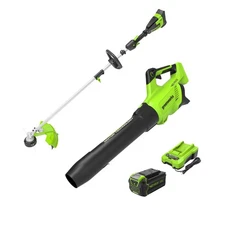 Greenworks 40V 550 CFM Cordless BL Leaf Blower and 16" String Trimmer Combo Kit