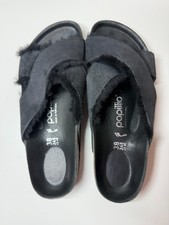 Birkenstock Papillio Daytona Shearling Slide Black Suede Fur EU 38 US 7