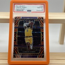 2021 Panini Select LeBron James #100 Tiger Stripes Prizm PSA 10 POP 2 Rare GM🔥