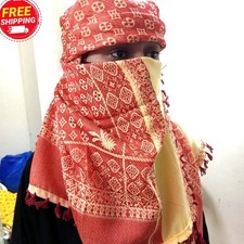 Traditional Palestinian Keffiyeh Scarf Arab Shemagh Tassel Red Cream Wrap
