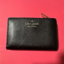 Kate Spade New York Black Folding Wallet for Women with Zipper and Card Slots
