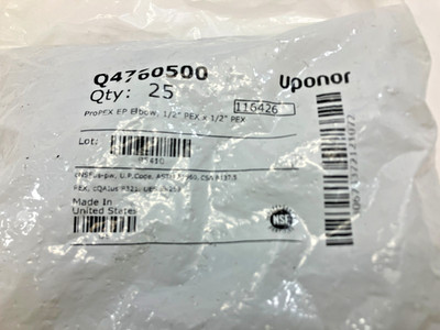 (25 Pack) Uponor Q4760500 ProPEX 90 Degree Elbow 1/2'' x 1/2'' PEX USA MADE