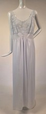 VINTAGE 1970  S BABY BLUE NYLON NIGHT GOWN W LACE TOP