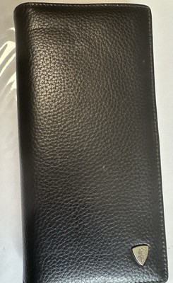 William Polo Snap & Zipper Close Black Leather Wallet w/ Brown Interior !!!!