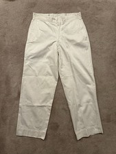 Vintage 1940s WWII USN US Navy White Wide-Leg Cotton Sailor Chino Work Pants 32