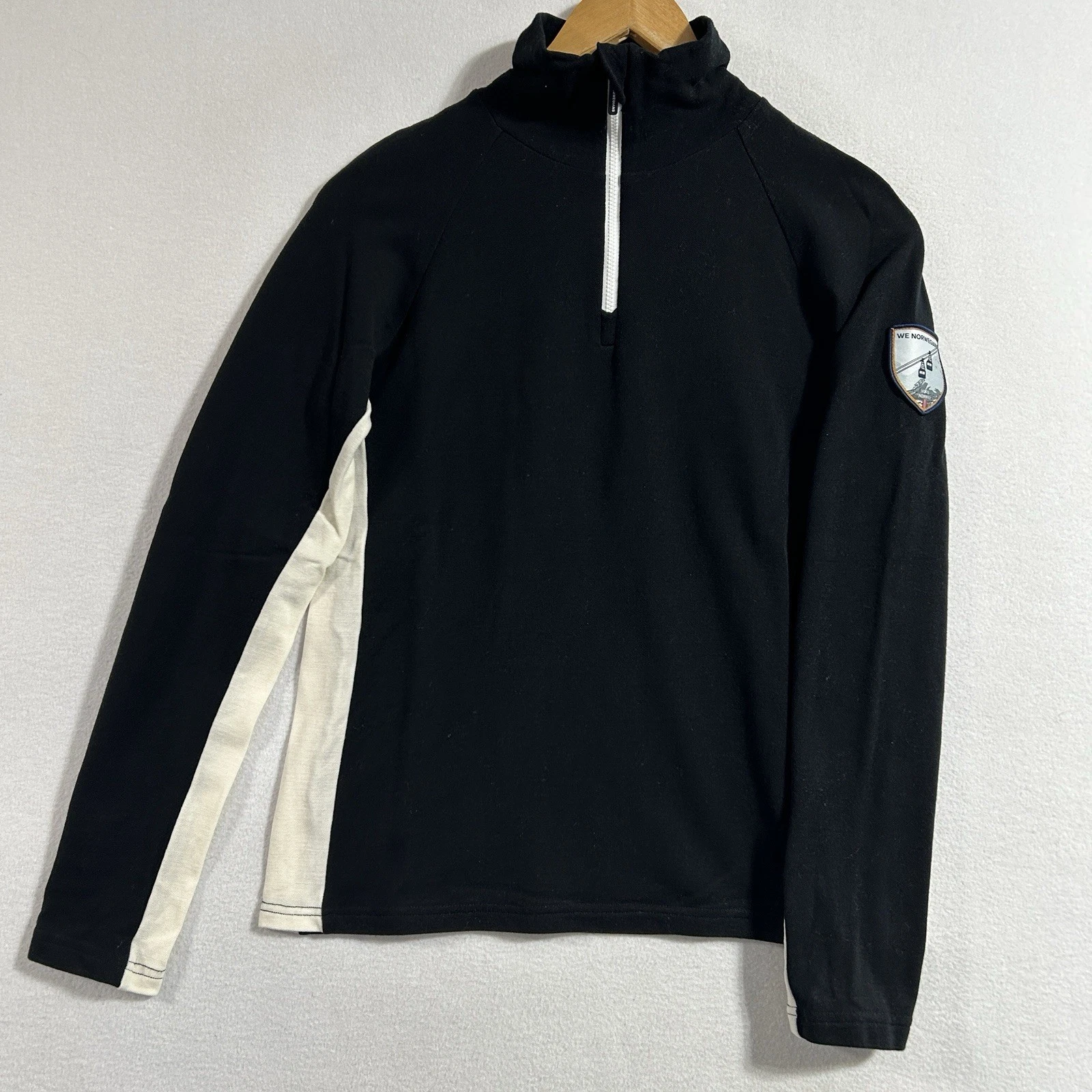 We Norwegians S Black Fine Merino Wool Quarter Zip Pullover Fleece Base Layer