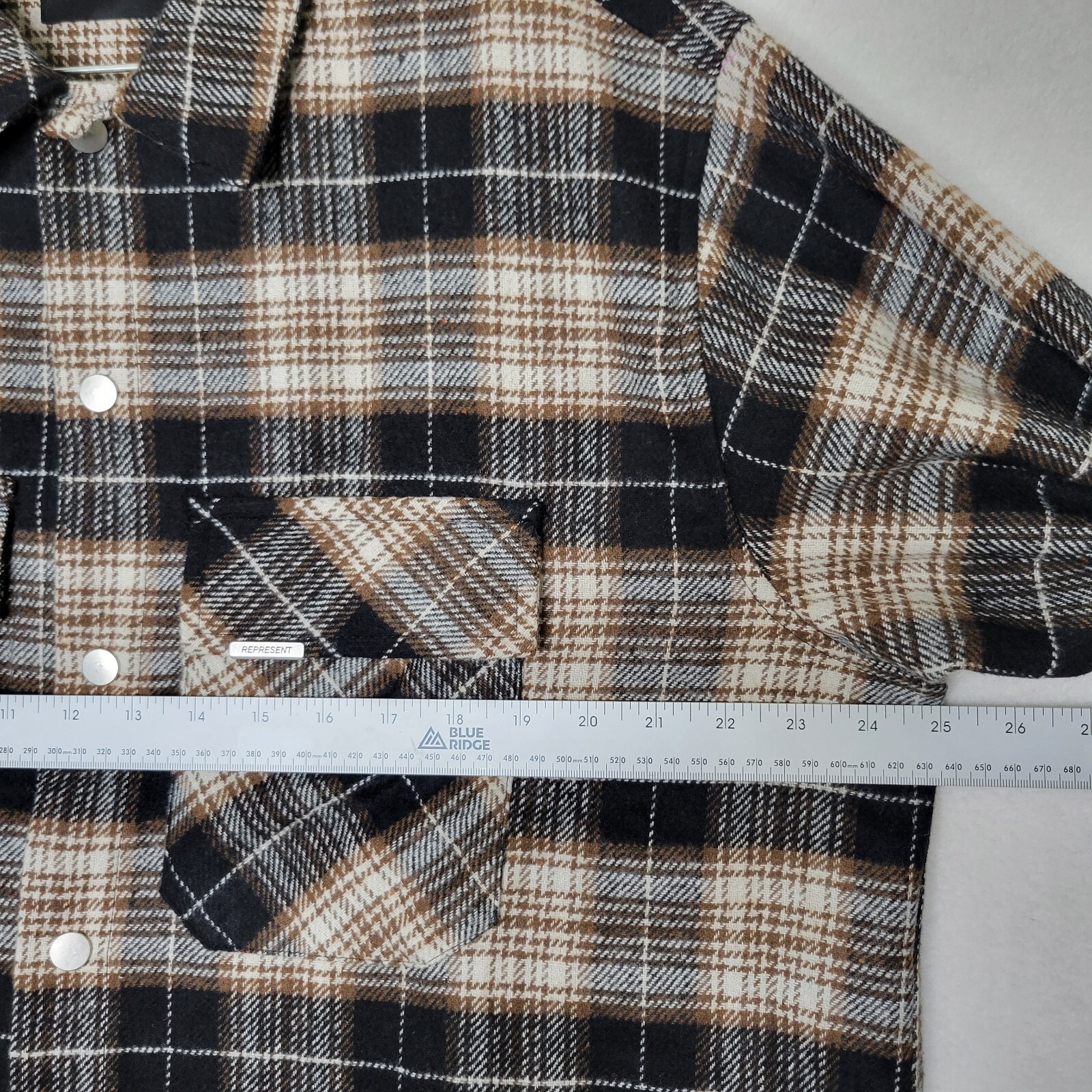 Represent Flannel Shirt Black/brown Button Down C… - image 8