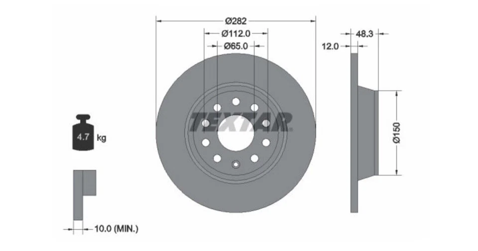 Discos de freno TEXTAR + pastillas VW PASSAT / Variant + VW Tiguan TRASERAS - Imagen 4 de 4
