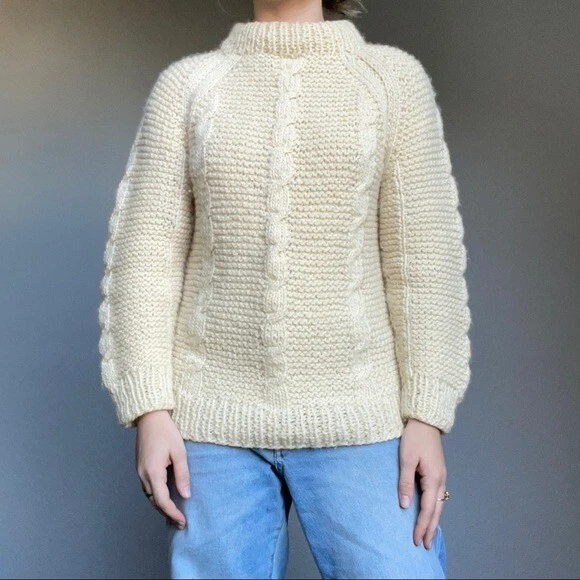 Bulky white shop sweater
