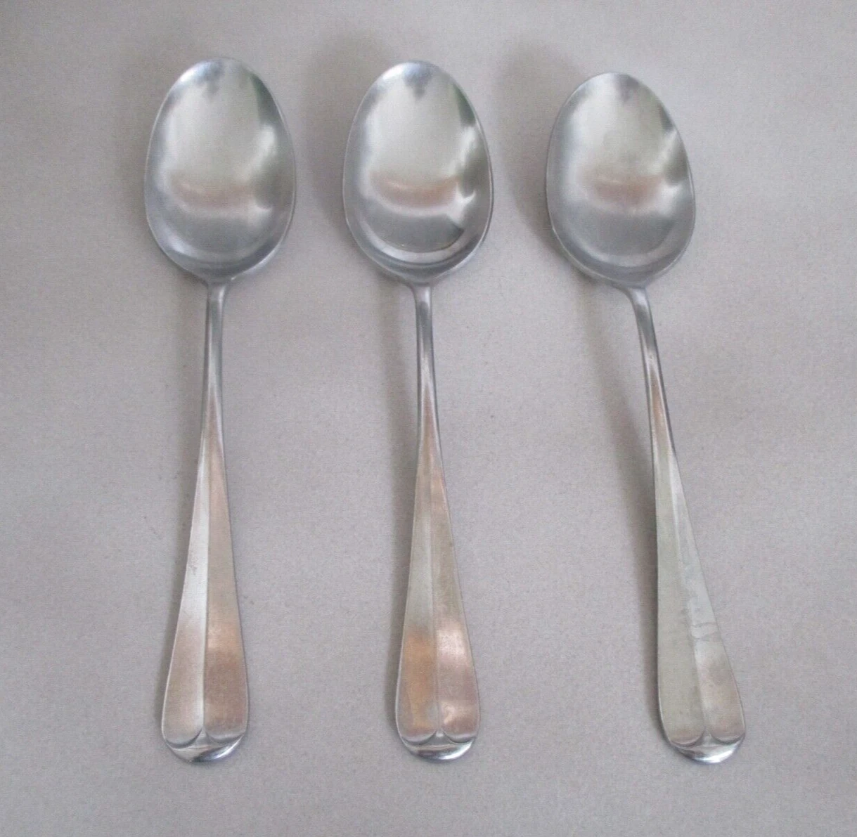 3 Oneida Northland POST ROAD Stainless 7" Oval Soup Spoons Flatware Japan Set/3