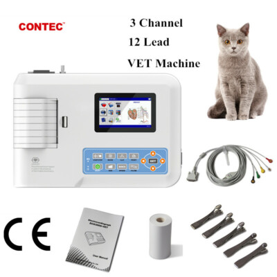 Veterinary ECG EKG Machine 3 Channel Lead Digital Elektrokardiograph ECG300G-VET