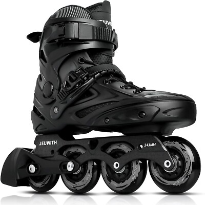 JEUWITH Unisex Professional Inline Skates, Black Men 7.5-Women 8.5 (27cm)