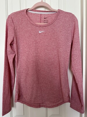 Nike Dri-Fit Heathered Red Pink Long Sleeve Shirt Women's