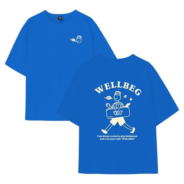 Мужская футболка для бадминтона Wellbeg High Welbeck Спортивный топ Overfit Casual синего цвета NWT