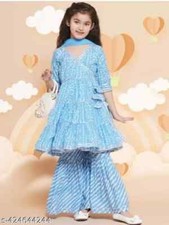 Indian Kids Traditional Beautiful Anarkali Sarara Sets For Ethnic Wear For Girls