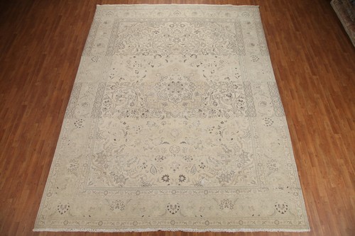 Distressed Blumenmuster 10x13 Tebriz traditioneller Vintage Bereich Teppich handgefertigter Wollteppich - Bild 2 von 12