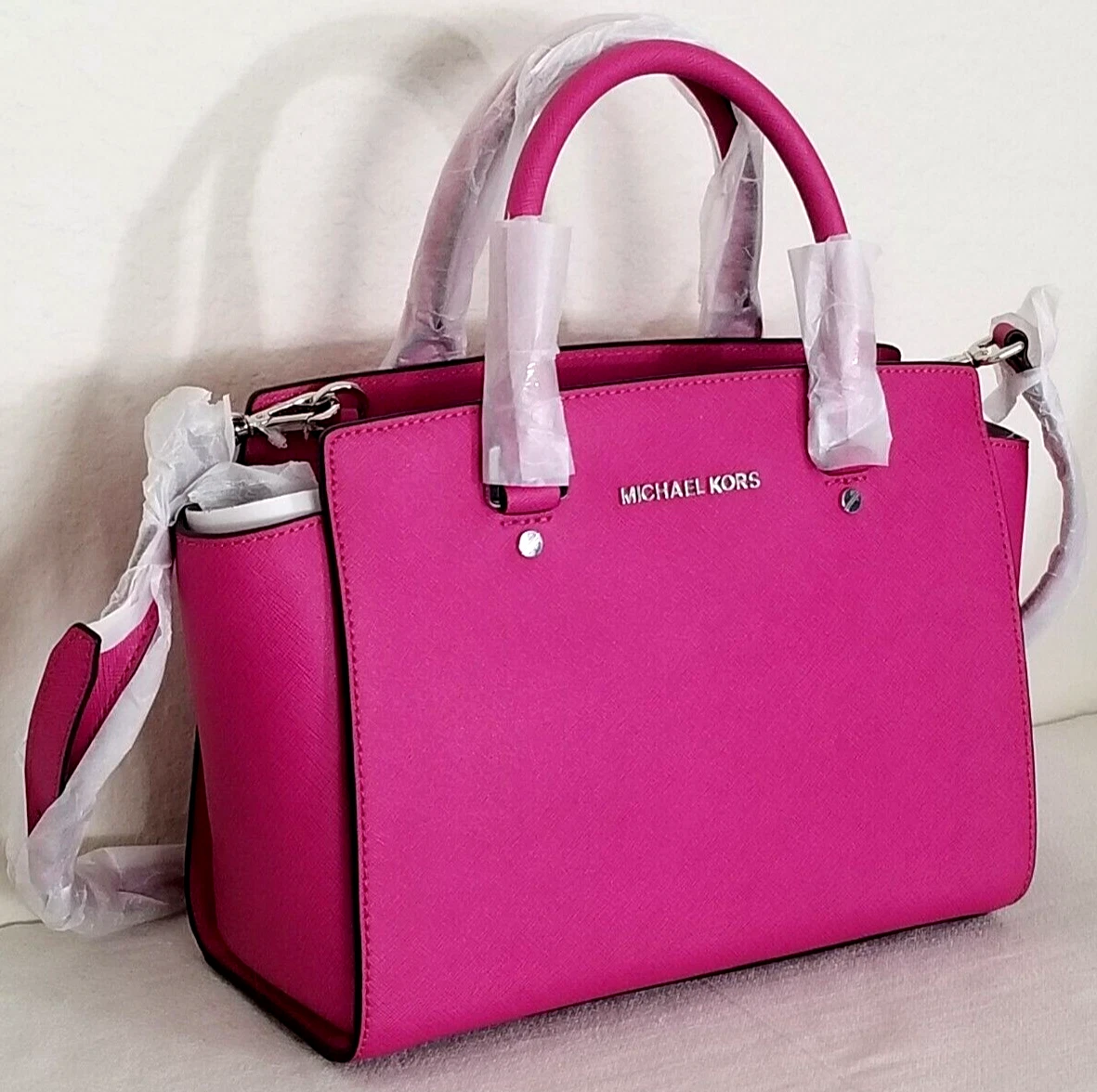 MICHAEL Michael Kors Hot Pink Saffiano Leather Selma Crossbody Bag