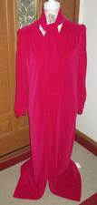 Vintage Evelyn Pearson Small Red Velour Zip Front Neck Tie Pocket Long Robe USA