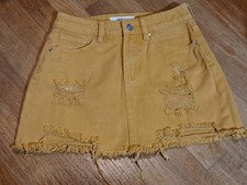 PacSun Denim Skirt 23 Mustard Yellow Mini Distressed Cut Offs 100 Cotton Skirts