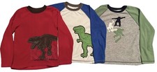 Carters Pajama Tops Boys 7 Years Polyester Fleece Set of 3 T-Rex and Skateboard