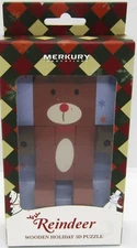 2020 MeRKURY INNOVATIONS REINDEER WOODEN HOLIDAY 3D PUZZLE NEW IN BOX santa xmas