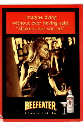 Beefeater London Distilled Dry Gin, James Bond, dry martini, address, Postcard