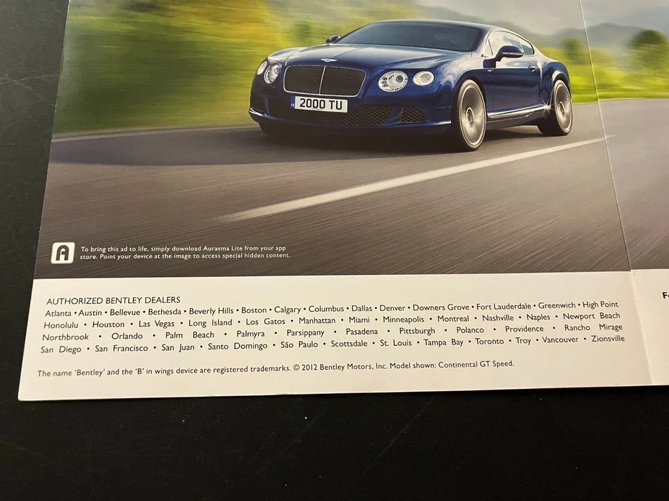 Blue 2013 Bentley Continental GT Speed - Original Color Print Ad Wall Art - MINT - Image 3 of 4