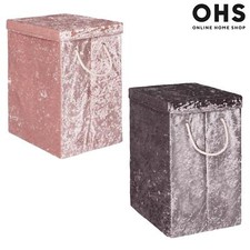 OHS Laundry Bag Crushed Velvet Foldable Compact Clothing Shoe Toy Storage Basket