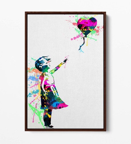 BANKSY, BALLOON GIRL RAINBOW SPLASH ART -FLOAT EFFECT CANVAS WALL ART PRINT - Picture 6 of 12