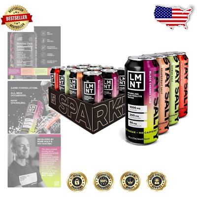 Variety Pack of LMNT Sparkling Electrolyte Drinks - Magnesium & Potassium Boost