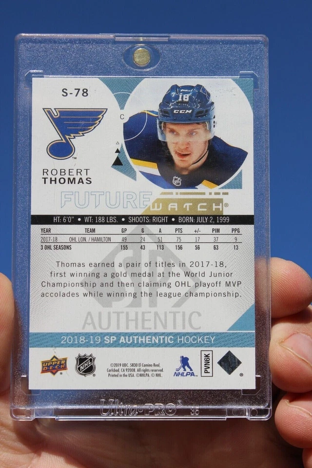 2018-19 Robert Thomas SP Authentic Future Watch Gold #S-78 Ser: 49/50 Rookie RC - Image 2 of 2