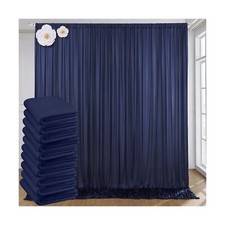 10ftx50ft Navy Blue Wrinkle-Free Backdrop Curtain Drapes, 10 Panels Thick 5ft...