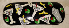 Martini Drink Eyeglass Sunglass Hard Case Martini Glass Shaker Green Olives