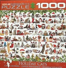 Holiday Cats COMPLETE 1000 pc Puzzle 19x27 Cats Dressed For Christmas