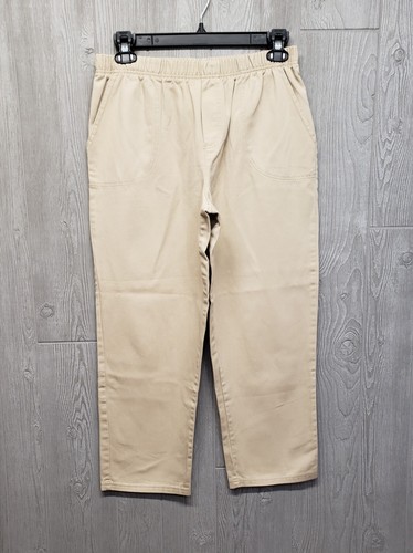 White Stag Pants Womens 12 Petite Pull On Elastic Waist Khaki Chino 30x26 Tan