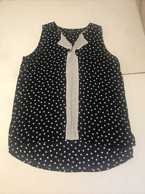 My Michelle Blouse Size S Blue White Spots Sleeveless 4121