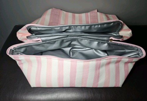VS Victoria's Secret Pink White Stripe Cooler Tote Bag - Picture 7 of 8