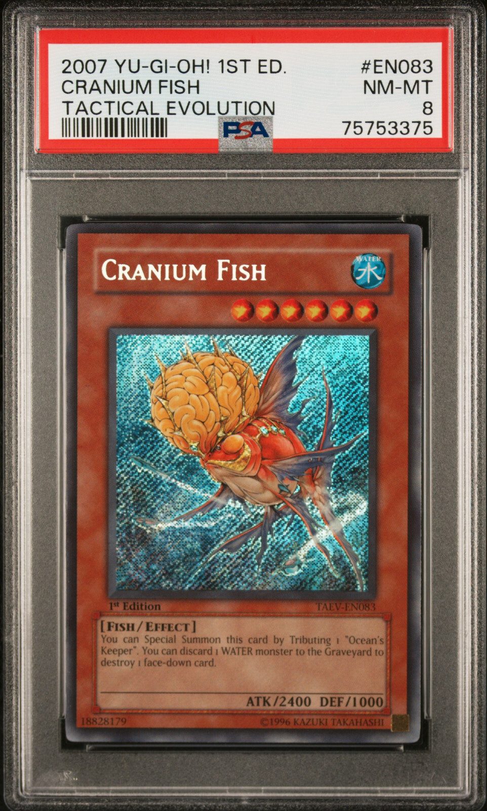 2007 YUGIOH 1ST ED TAEV-EN083 PESCADO CRANIAL SECRETO RARO PSA 8 NM #75753375