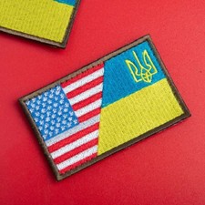 Patch Ukraine - Flag - Ukraine with USA - UA US - Ukraine and America together